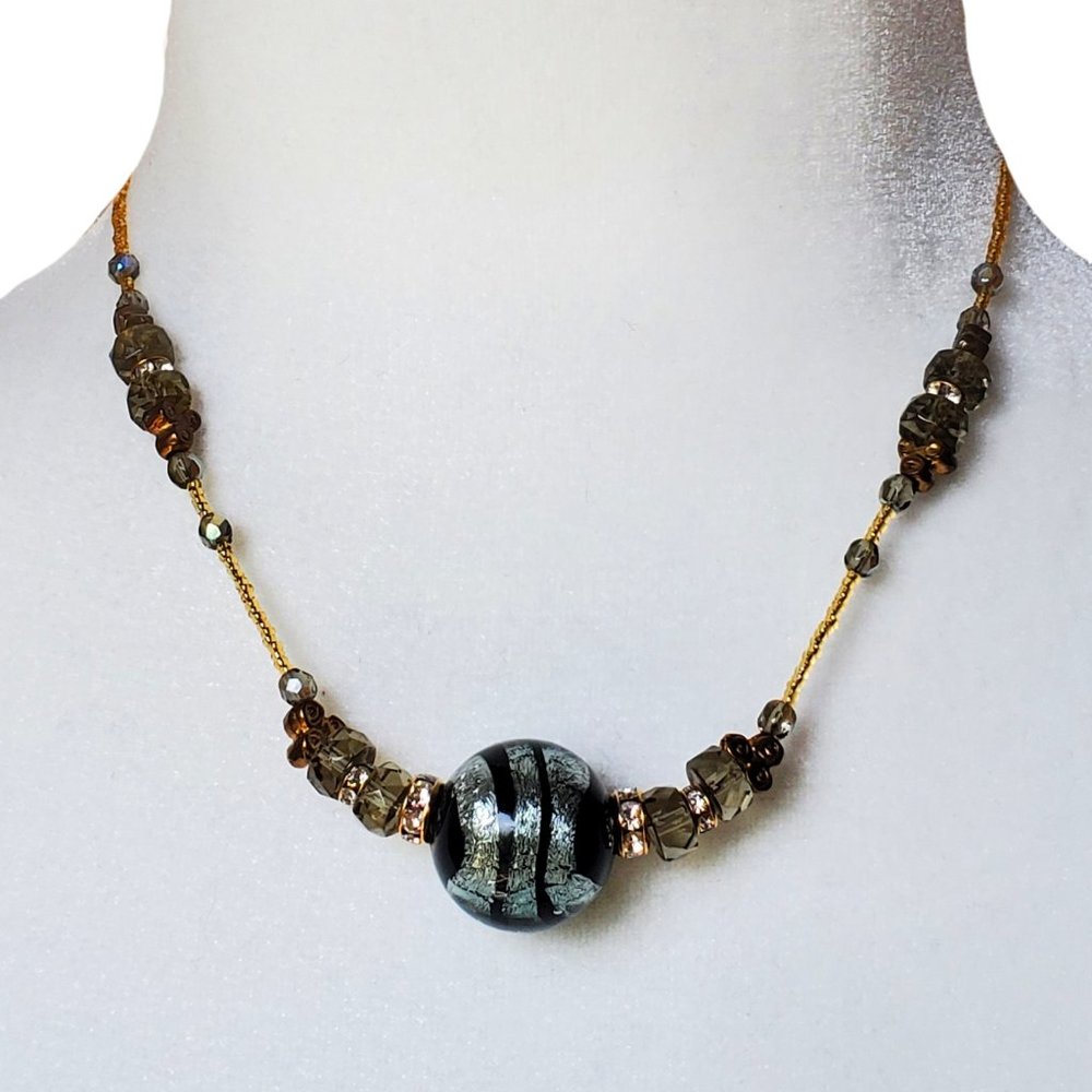 Vecchia Murano NWOT Glass Silver Carat Leaf Beaded Necklace